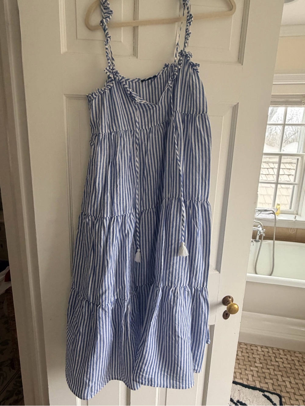 J. Crew Blue and White Striped Swim Coverup Dress